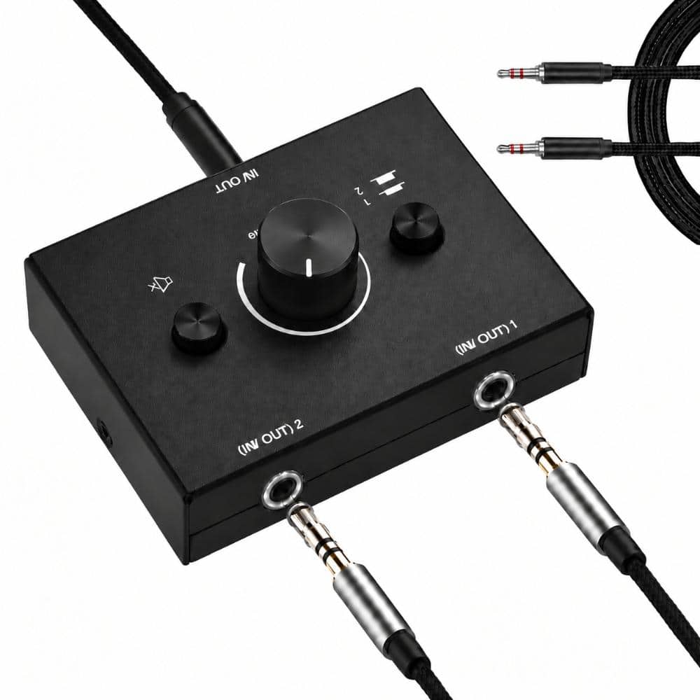 Three Input Stereo Audio Speaker Selector Manual 3.5mm Switch Box Passive Distribution 1.1 x 2.6 x 1.1