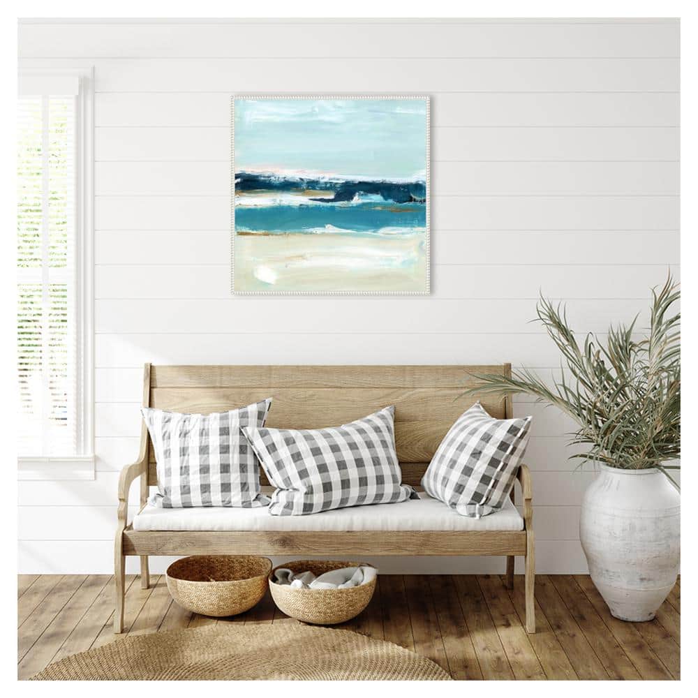 The Calm Before II Abstract Coastal Canvas Art with White Frame
