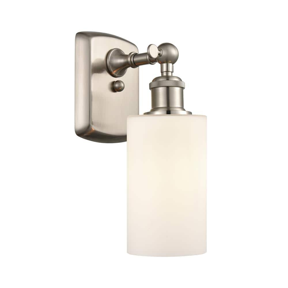 Clymer 1-Light Brushed Satin Nickel Wall Sconce with Matte White Glass Shade -  Innovations, 516-1W-SN-G801