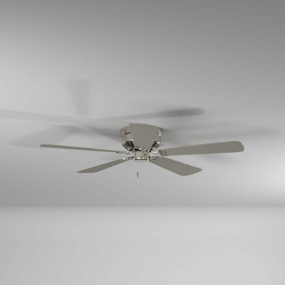 52-Inch Brushed Nickel Low Profile Ceiling Fan with Silver Blades
