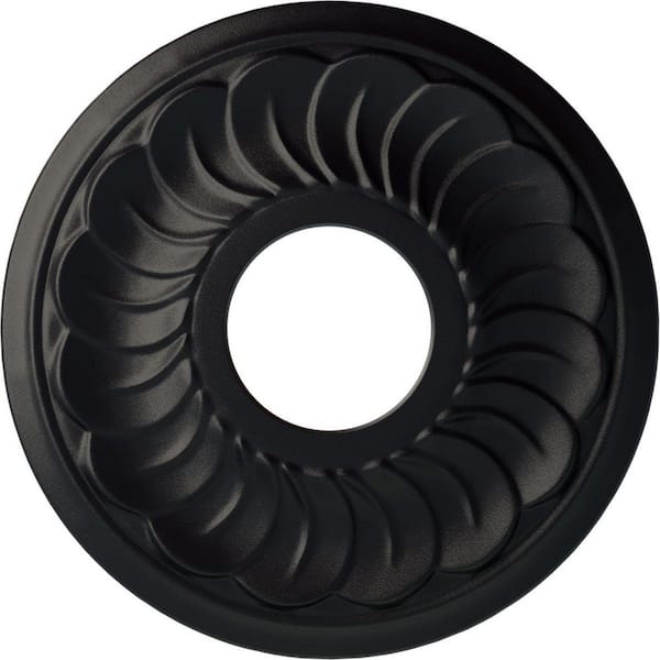 Ekena Millwork 1 in. x 11-3/4 in. x 11-3/4 in. Polyurethane Jet Blackthorne Ceiling Medallion Moulding