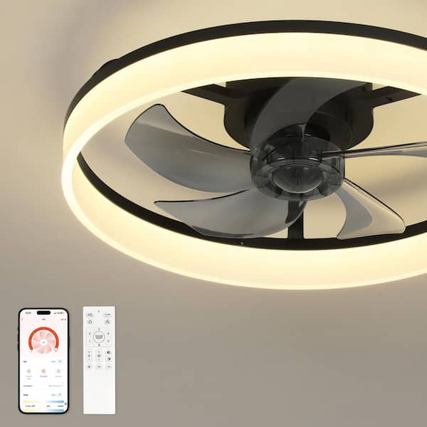 TOZING 20 in. LED Indoor Black Standard Dimmable Matte Modern Low