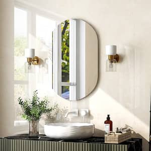 20 in. W x 32 in. H Silver Oval Bathroom Wall Mirror Mounted Makeup Mirror with Lights And Anti-Fog