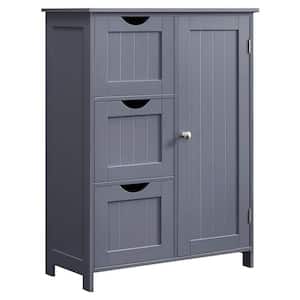 23.6 in. W x 11.8 in. D x 31.9 in. H Gray Bathroom Linen Cabinet with 3 Drawers and Adjustable Shelf