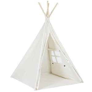 48 in. x 48 in. x 72 in. Natural Cotton Canvas Teepee Tent for Kids Indoor and Outdoor Playing