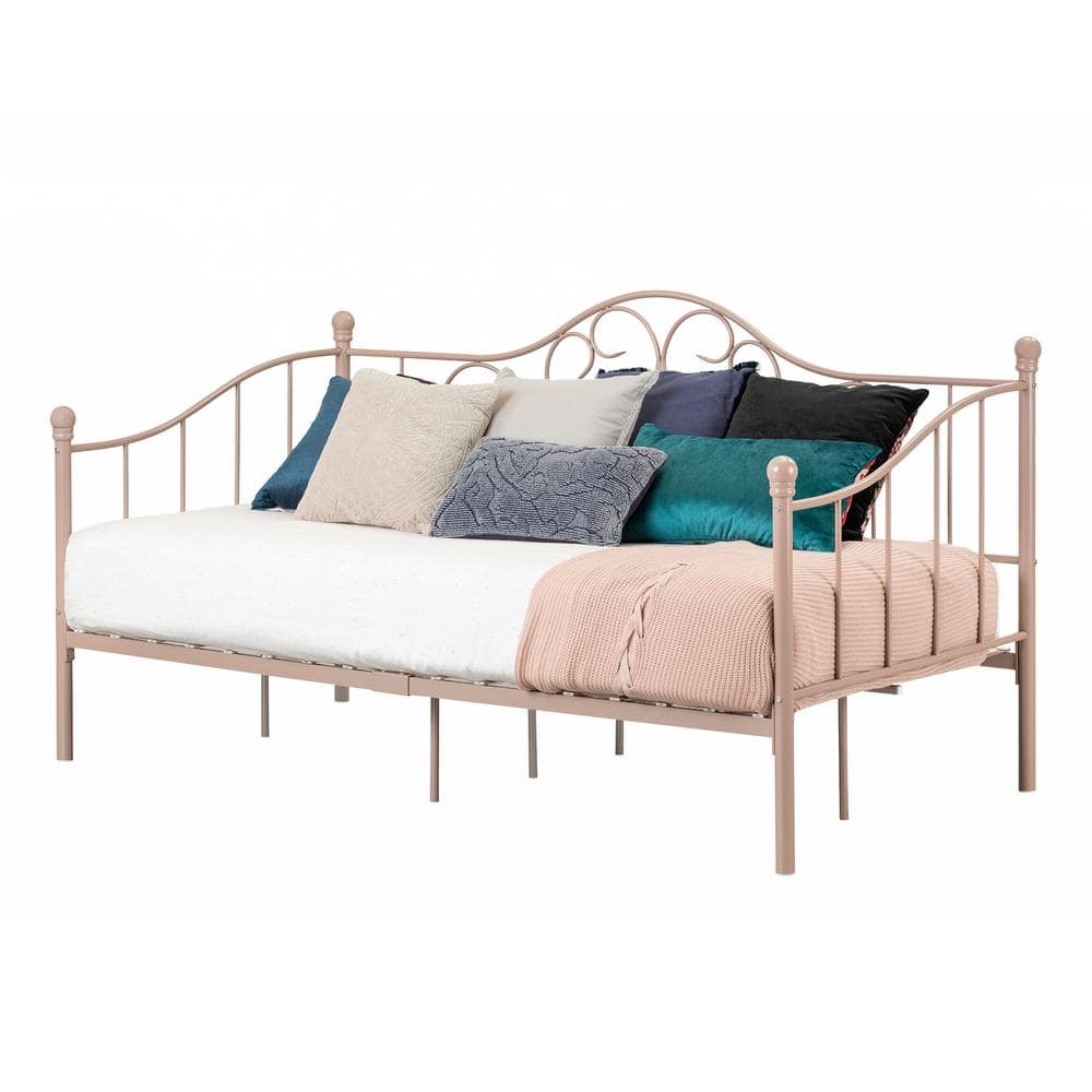 Twin Pink Metal Princess Daybed with Slats