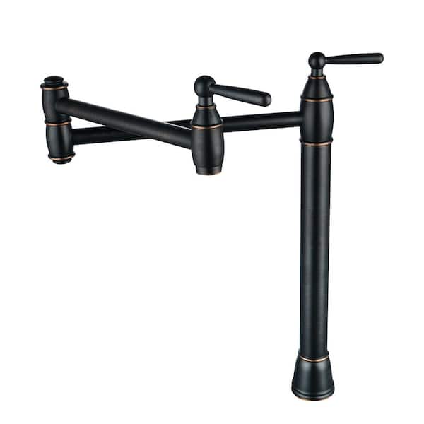 ALEASHA Deck Mount Pot Filler Faucet with Double-Handle in Oil Rubbed Bronze