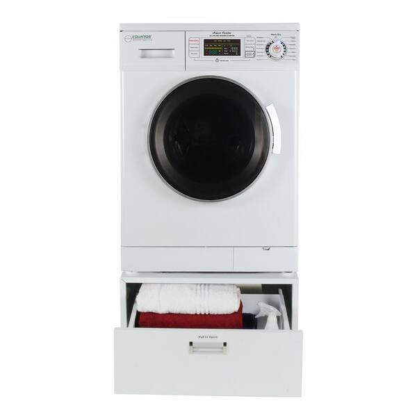 Equator White Compact Combo Washer Dryer with Pedestal Storage Drawer