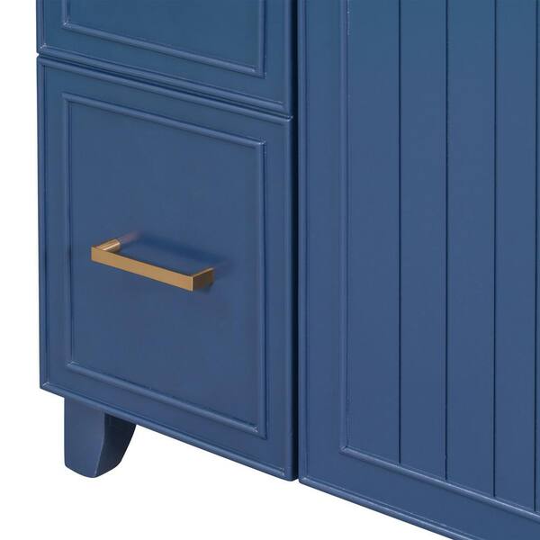 Xzkai 35.4 in. W Bath Vanity Cabinet without Top in Navy Blue with