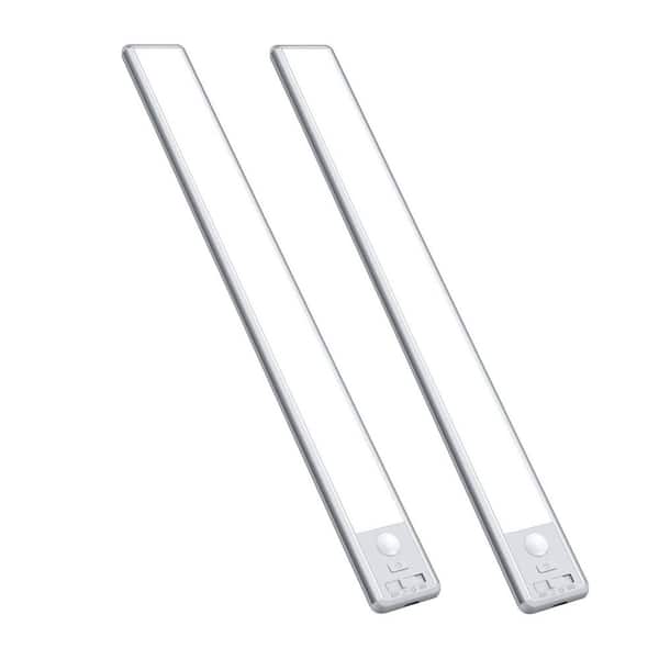 White LED Closet Lights Motion Sensored Lamp Rechargeable Under Cabinet Lighting, Dimmable & Magnetic Light Bar (2 Pack)
