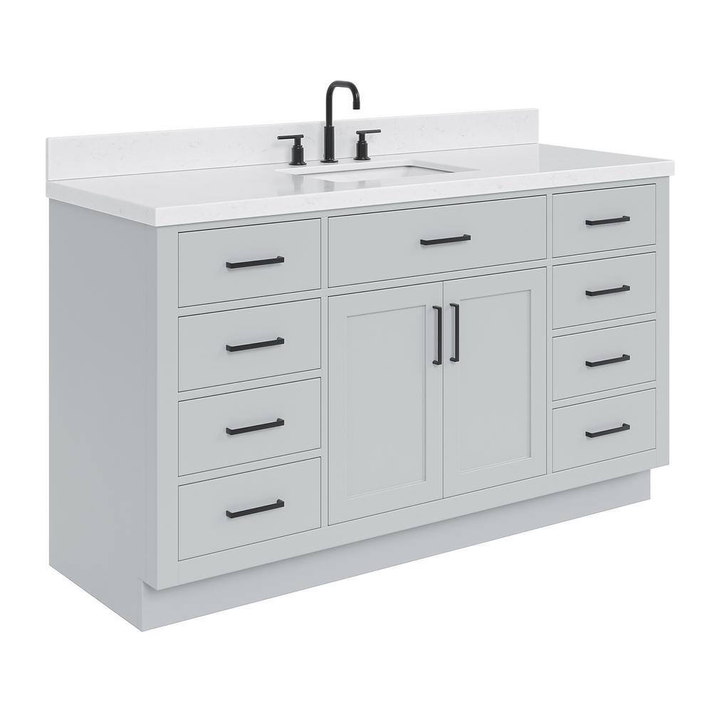 Hepburn 60" Gray Hardwood Single Basin Vanity Set