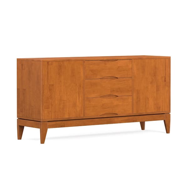 Harper 60 in. Wide Solid Hardwood Sideboard Buffet in Teak Brown