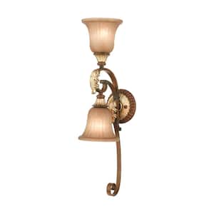 Villa Verona 2 Light Verona Bronze with Aged Gold Leaf Accents Wall Sconce