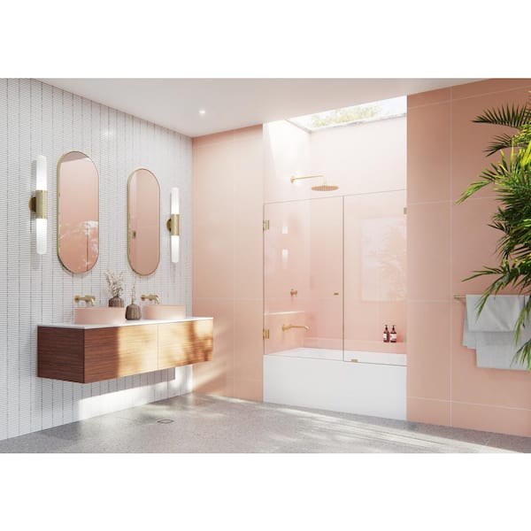 58.25 in. x 57.25 in. Frameless Pivot Wall Hinged Shower Bath Door