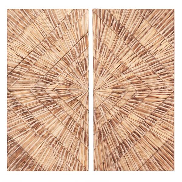 Unbranded Natural Wood Textured Wall Art (Set of 2)