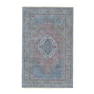 Rust Hand-Woven Wool Classic Oriental Design Rug, 4 ft. x 6 ft. Area Rug