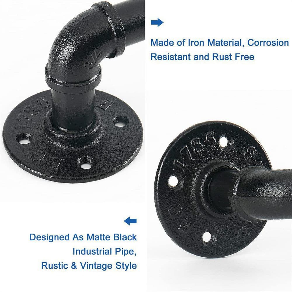 Matte Black Industrial Wall Mounted 18" Towel Bar