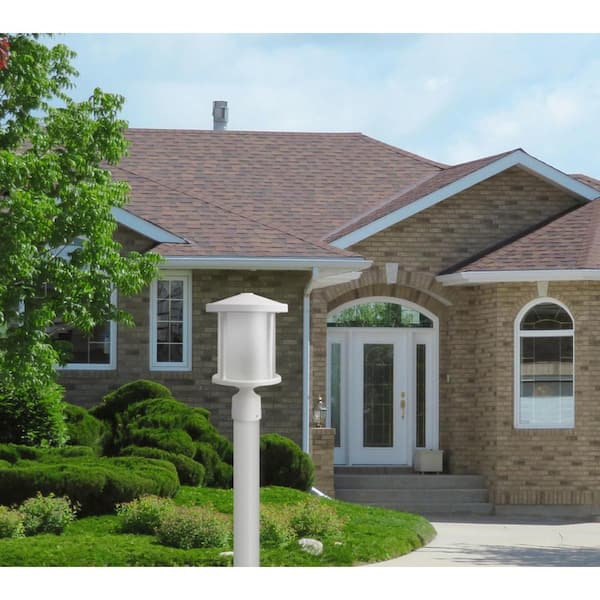 14 in. H x 9 in. W White Housing with Frost Acrylic Lens Round Decorative Composite Post Top Light with 4000K LED Lamp