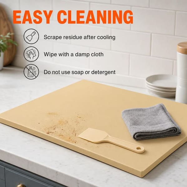 20 in. x 13.5 in. x 0.67 in. Rectangular Large Baking Pizza Stone with Scaper for Grill