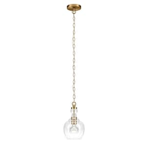 Verona 1-Light Brushed Brass Pendant with Clear Glass Shade
