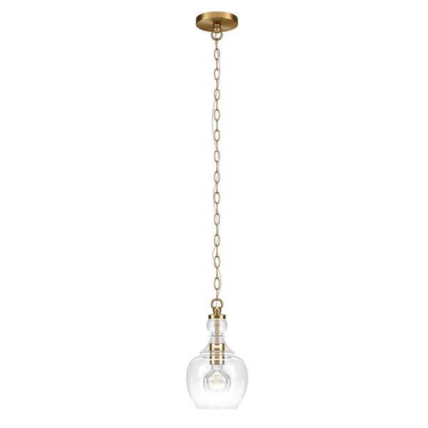 Meyer&Cross Verona 1-Light Brushed Brass Pendant with Clear Glass Shade