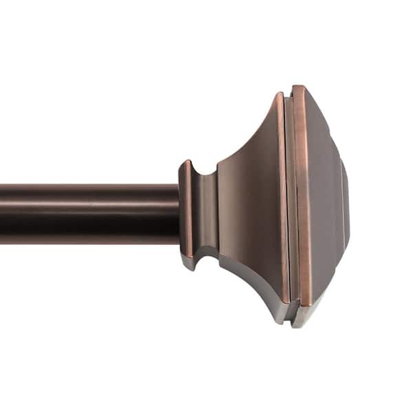 Lumi Home Furnishings 66 in. - 120 in. Adjustable Single Curtain Rod 3/4 in. Dia. in Oil Rubbed Bronze with Square Finials