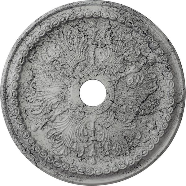 Ekena Millwork 1-1/2 in. x 27-1/2 in. x 27-1/2 in. Polyurethane Winsor Ceiling Medallion, Ultra Pure White Crackle