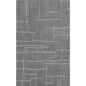 Vincente Contemporary Abstract Gray 5 ft. x 8 ft. Area Rug