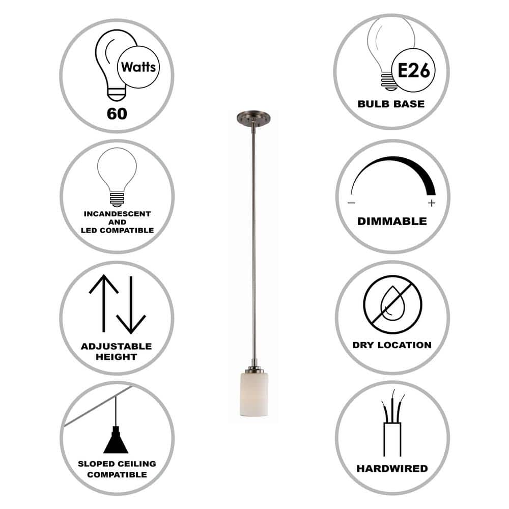 Brushed Nickel Mini Pendant with Frosted Glass Shade