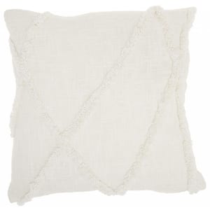 White 24 in. W x 24 in. L Faux Fur Square Shag Throw Pillow 507961GYH - The  Home Depot