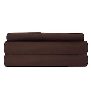 3-Piece Chocolate Super-Soft 1600 Series Double-Brushed Twin Microfiber Bed Sheets Set