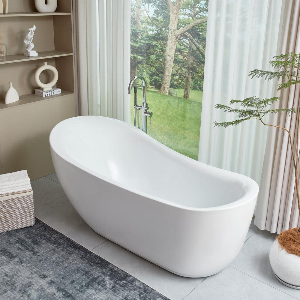71'' White Acrylic Freestanding Soaking Bathtub