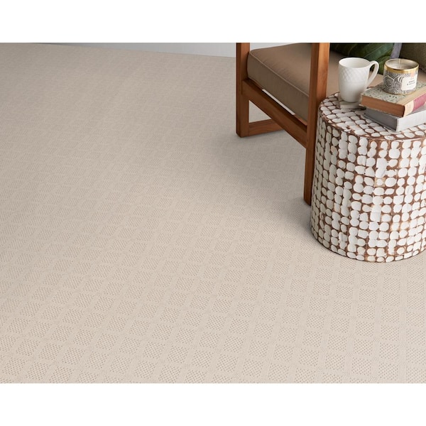 Desert Springs - Blanc - White 13.2 ft. 33.94 oz. Wool Pattern Installed Carpet