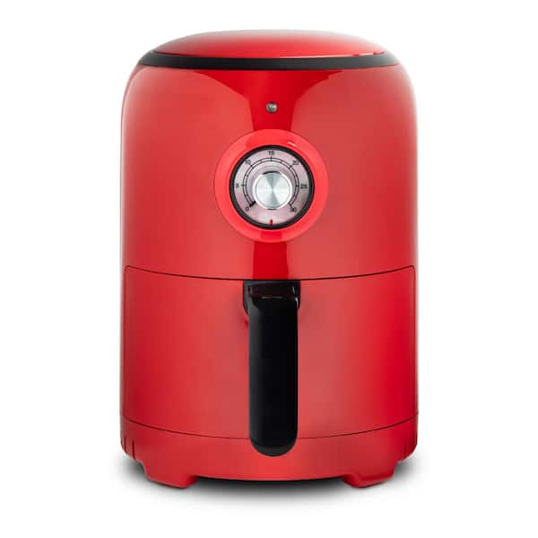 ARIA Aria 2 Qt. Red Teflon-Free Ceramic Retro Air Fryer with Extended Recipe Book including Favorite Meals and Vegan and Keto
