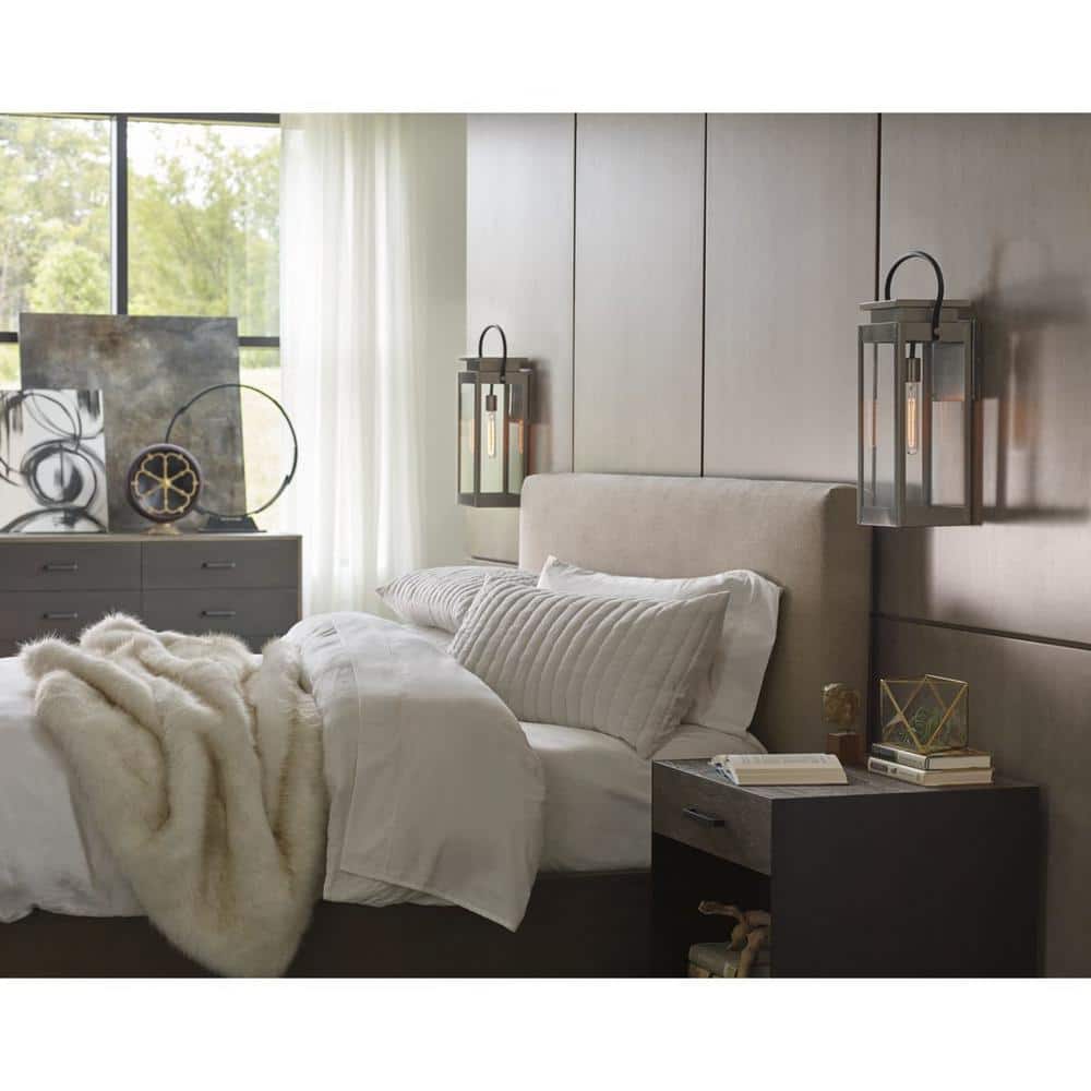 Union Square Stainless Steel Lantern Sconce with Clear Glass