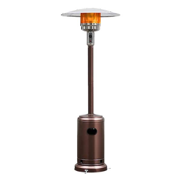 50000 BTU Patio Standing LP Gas Heater Stainless Steel Propane W/ Wheels Bronze