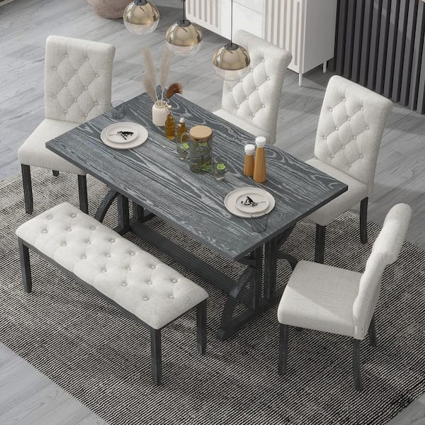 Harper & Bright Designs Retro Style 6-Piece Gray Wash Wood