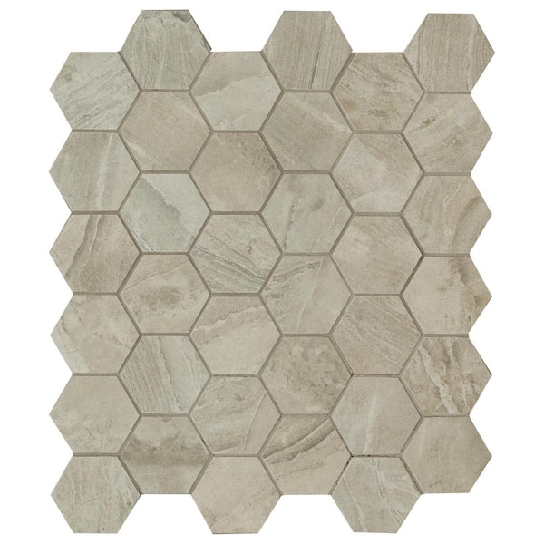 MSI Bergamo Gris Hexagon 12 in. x 12 in. x 10 mm Matte Ceramic Mesh-Mounted Mosaic Tile (8 sq. ft.)