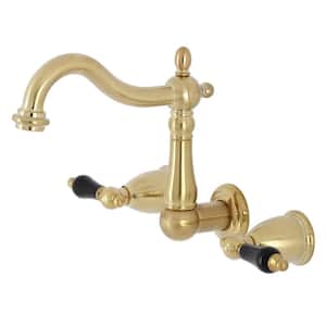 Duchess 2-Handle Wall Mount Bathroom Faucet in Brushed Brass