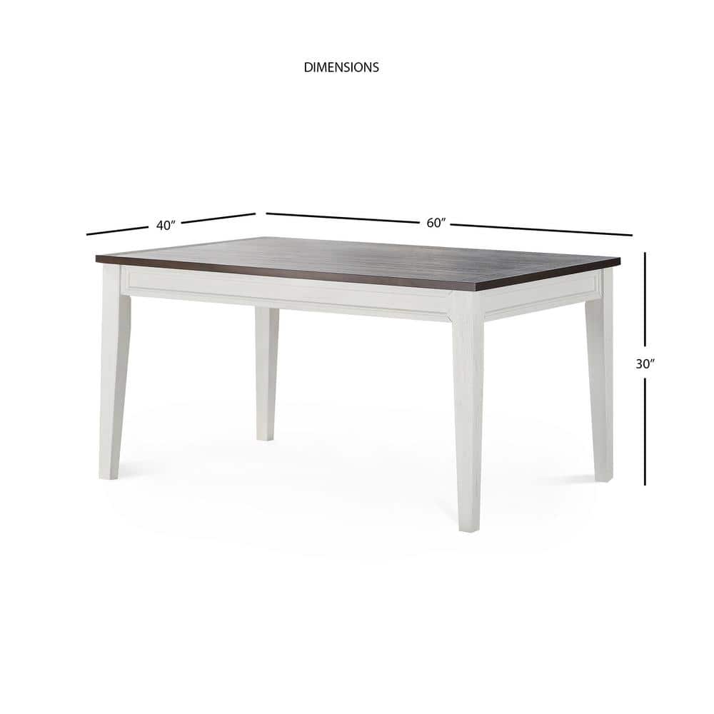 Caylie Two-Tone Ivory and Driftwood Rectangular Dining Table
