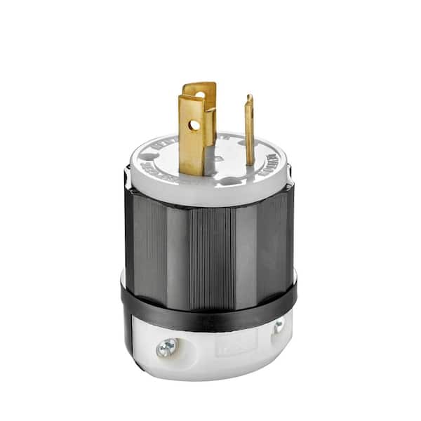 Leviton 30 Amp 125-Volt Locking Plug, Black and White