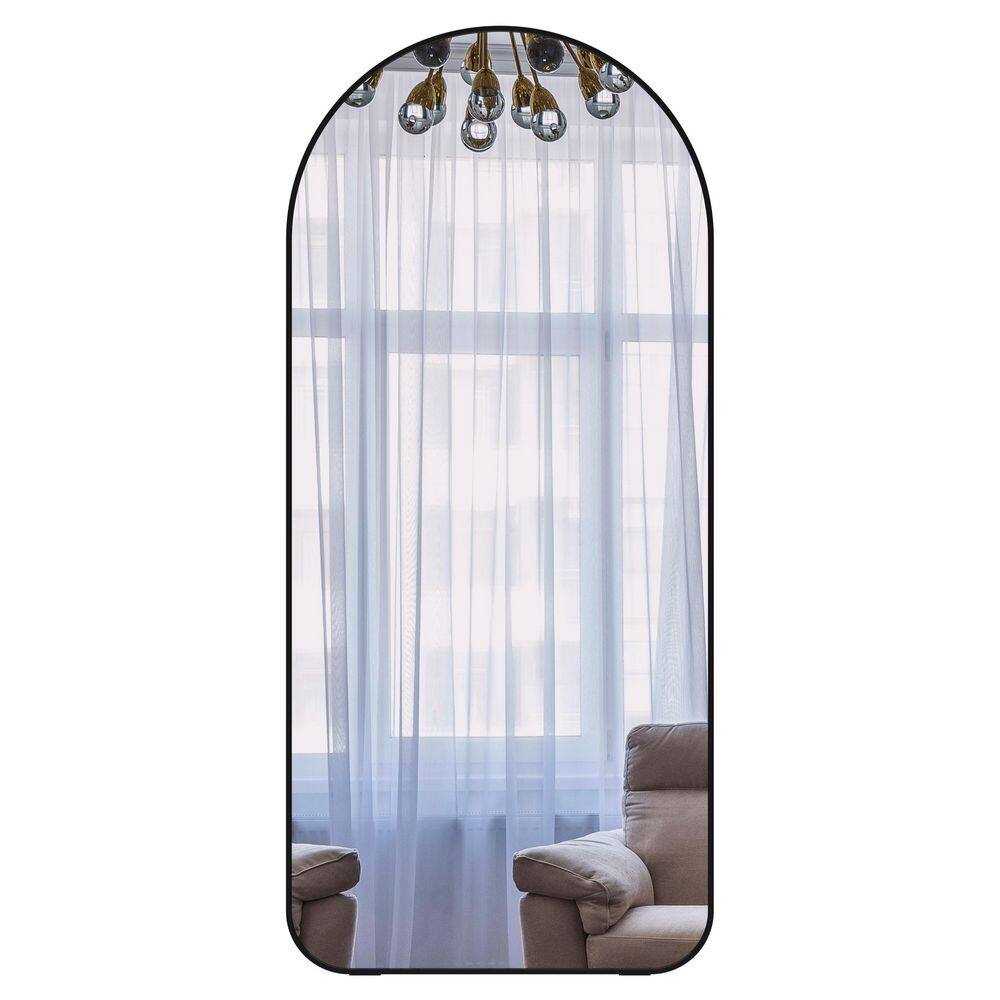 32 in. W x 71 in. H Arch Wall Framed Standing Full Body Bathroom Vanity Mirror in Black price history on PriceWatchPro