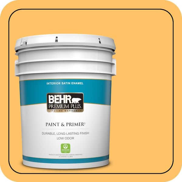 BEHR PREMIUM PLUS 5 gal. #PPU6-06 Honey Locust Satin Enamel Low Odor Interior Paint & Primer
