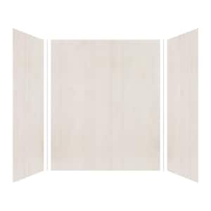 Expressions 48 in. x 60 in. x 72 in. 3-Piece Easy Up Adhesive Alcove Shower Wall Surround in Bleached Oak