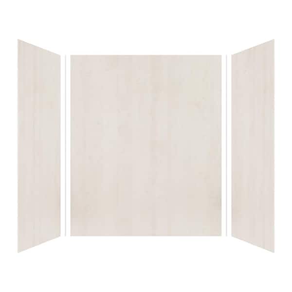 Expressions 48 in. x 60 in. x 72 in. 3-Piece Easy Up Adhesive Alcove Shower Wall Surround in Bleached Oak