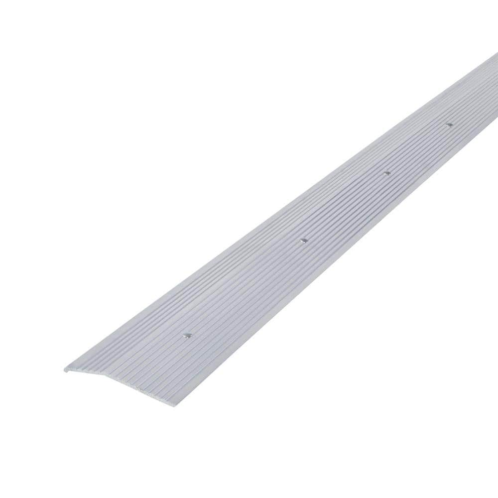 M-D Satin Silver Fluted 2 In. x 6 Ft. Aluminum Carpet Trim Bar  Extra Wide 78220