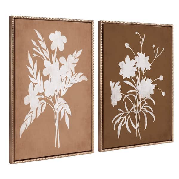 Sylvie Soft Flower Framed Canvas Wall Art 2-Piece Gold 23.00 in. x 33.00 in.