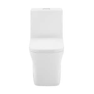 Concorde 10 in. Rough In 1-piece 1.1/1.6 GPF Dual Flush Square Toilet in Glossy White, Seat Included