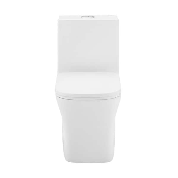 Swiss Madison Concorde 10 in. Rough In 1-piece 1.1/1.6 GPF Dual Flush Square Toilet in Glossy White, Seat Included