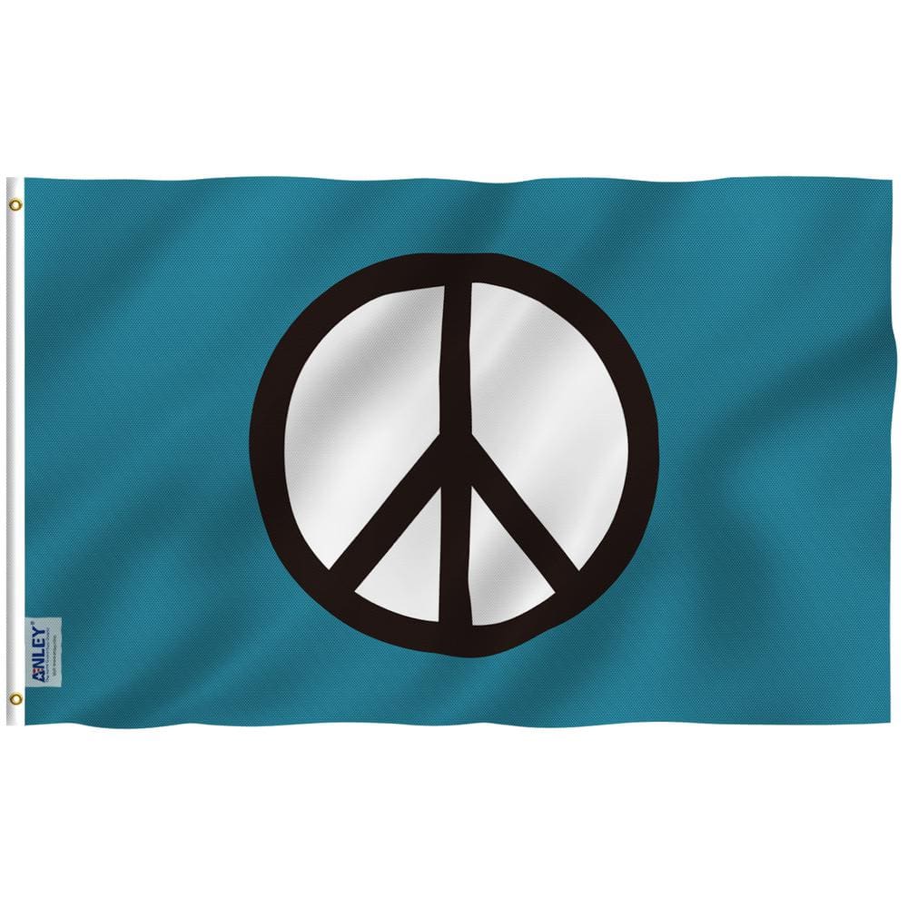 Fly Breeze 3 ft. x 5 ft. Polyester Peace Symbol Flag 2-Sided Flags Banner w